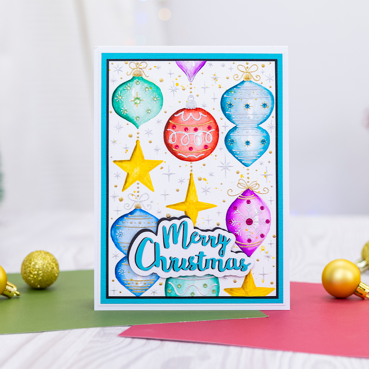 Crafter's Companion Dazzling Baubles 3D Embossing Folder cc-ef5-3d-daba card