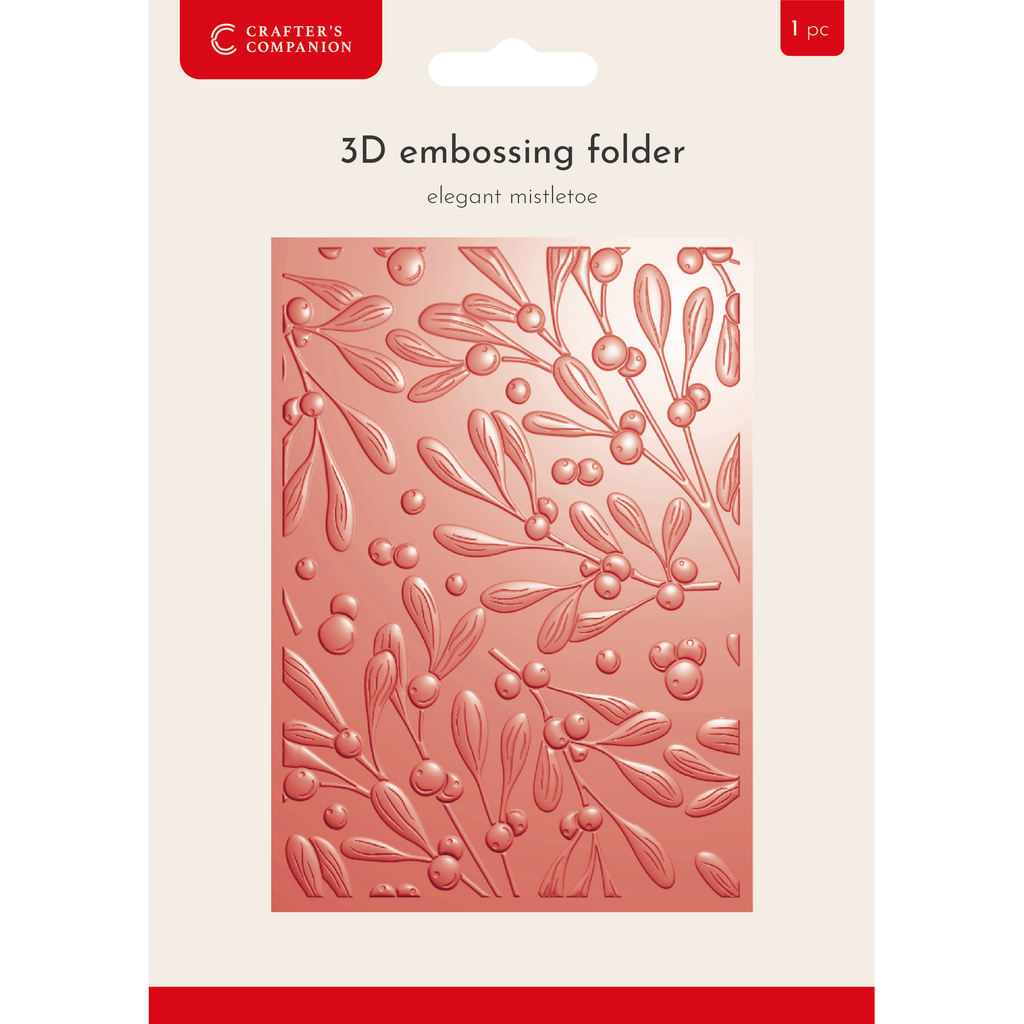 Crafter's Companion Elegant Mistletoe 3D Embossing Folder cc-ef5-3d-elmi
