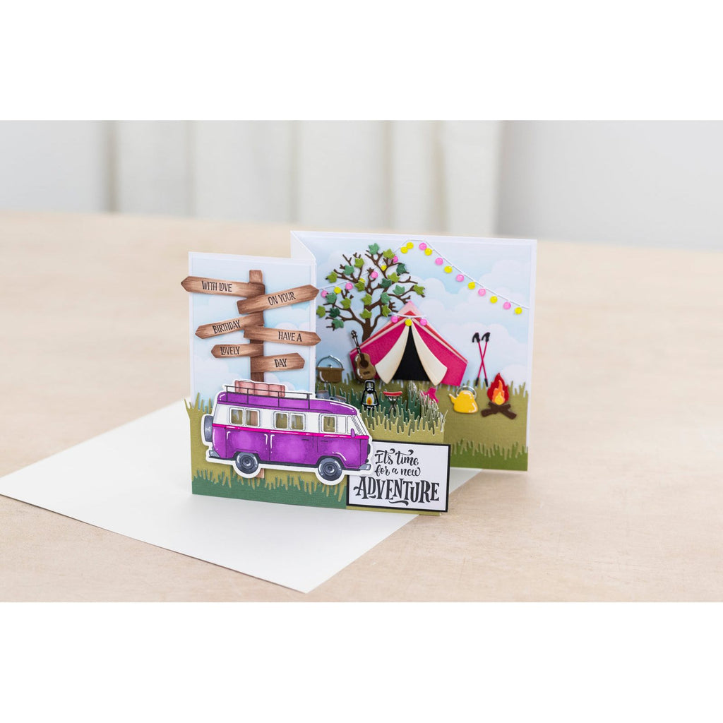 Crafter's Companion Enjoy The Journey Stamp And Die Set cc-tgo-std-entj Vanlife Card