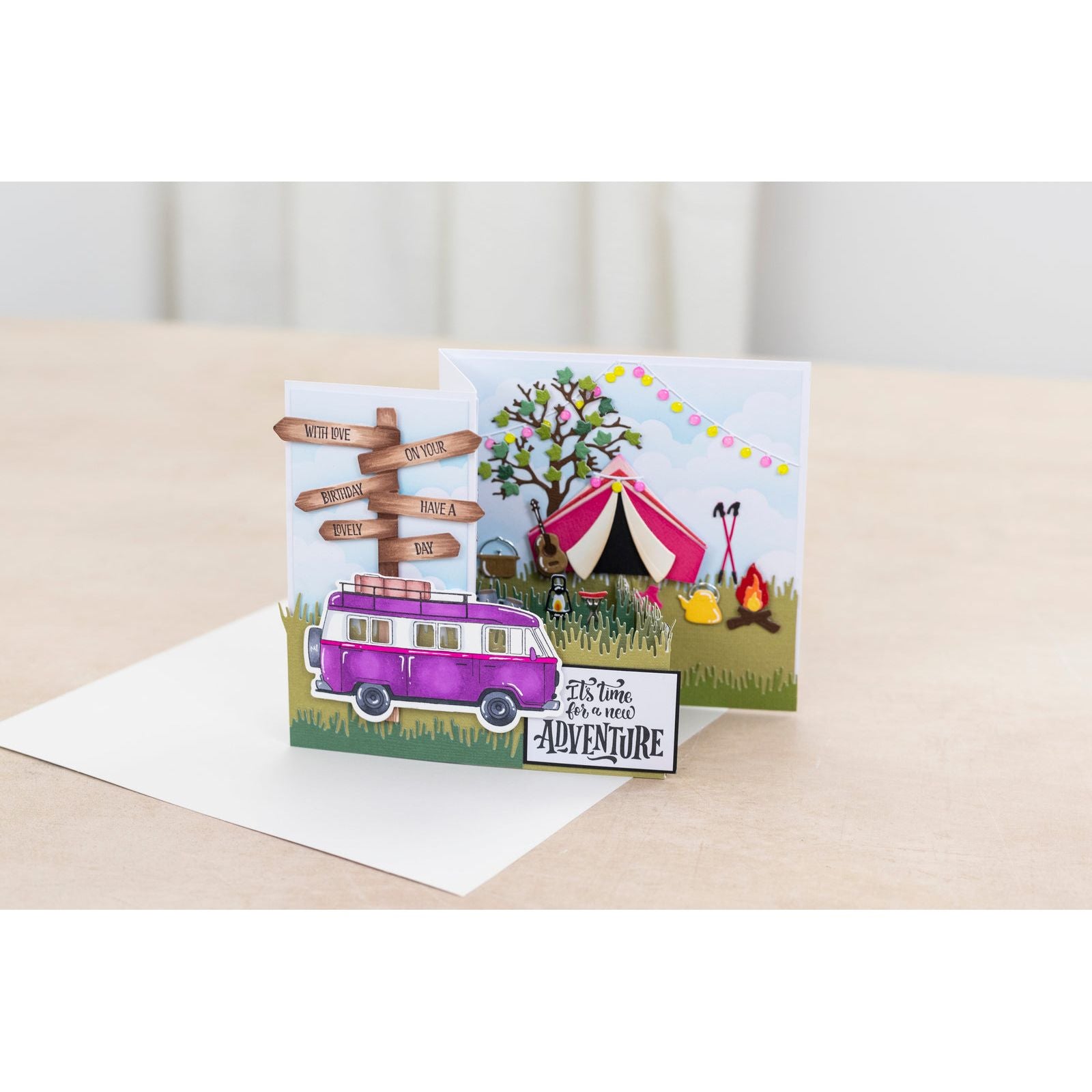 Crafter's Companion Enjoy The Journey Stamp And Die Set cc-tgo-std-entj Vanlife Card