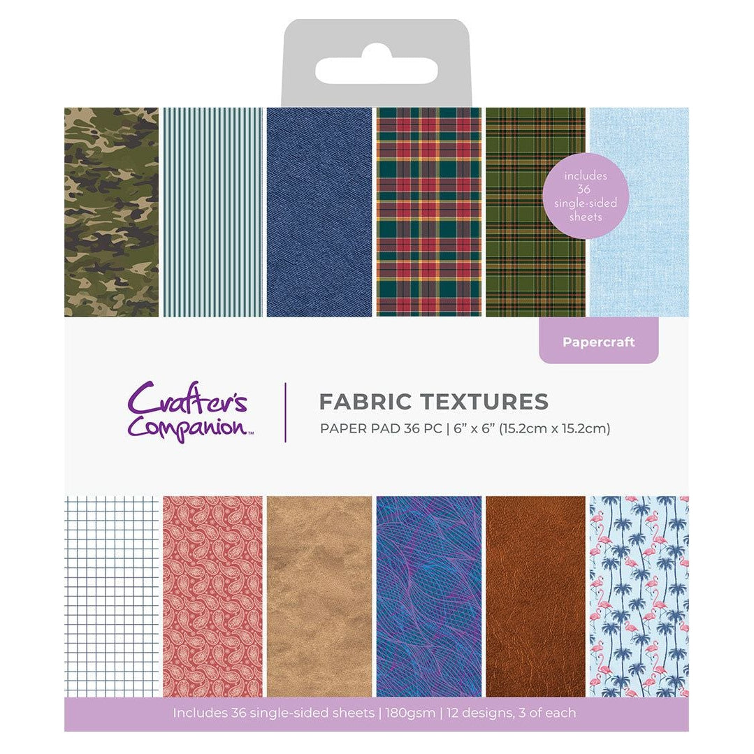 Crafter's Companion Fabric Textures 6 x 6 Paper Pad cc-pad6-fate