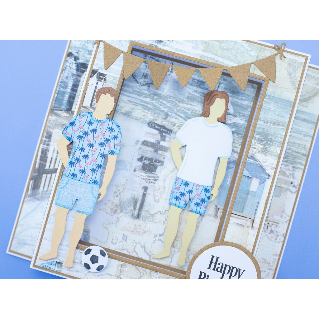 Crafter's Companion Fabric Textures 6 x 6 Paper Pad cc-pad6-fate Happy Birthday Beach Soccer Card