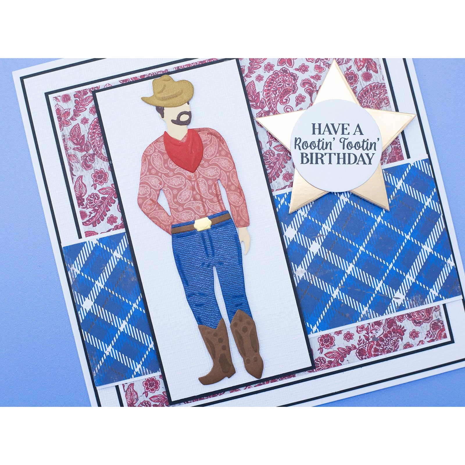 Crafter's Companion Fabric Textures 6 x 6 Paper Pad cc-pad6-fate Masculine Cowboy Card