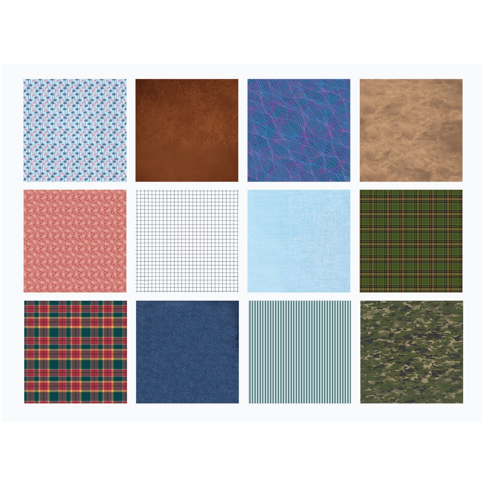 Crafter's Companion Fabric Textures 6 x 6 Paper Pad cc-pad6-fate Pattern Swatches