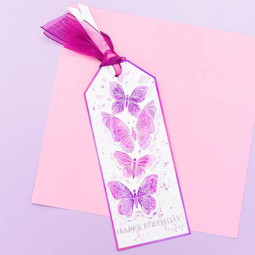 Crafter's Companion Fancy Butterflies Clear Stamp And Dies cc-std-fabu Happy Birthday Tag