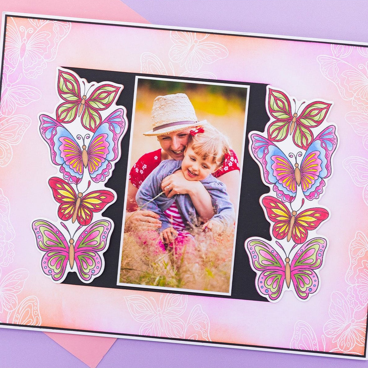 Crafter's Companion Fancy Butterflies Clear Stamp And Dies cc-std-fabu Mother And Daughter Card