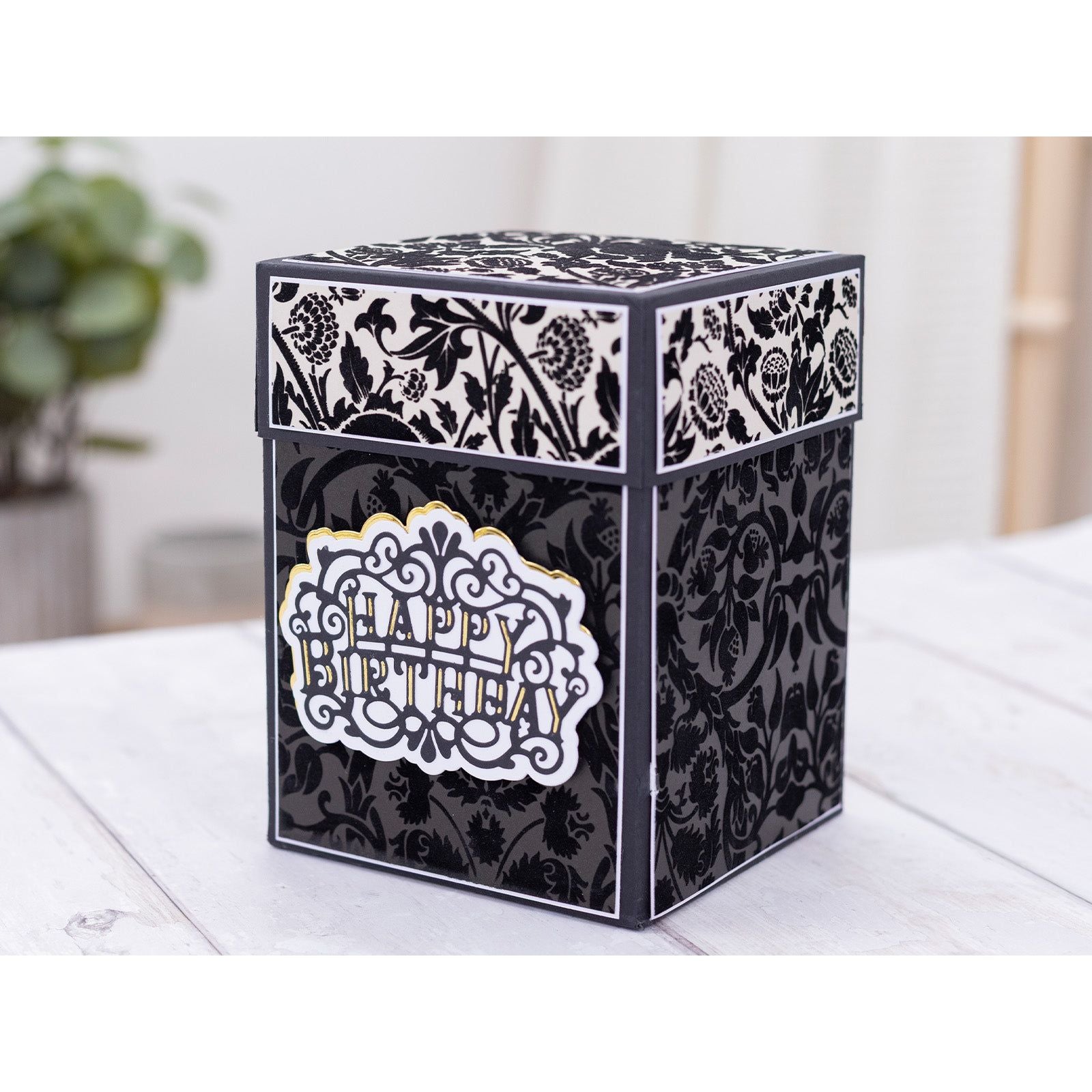Crafter's Companion Flocked Damask 12 x 12 Paper Pad cc-pflock-dama Happy Birthday Card