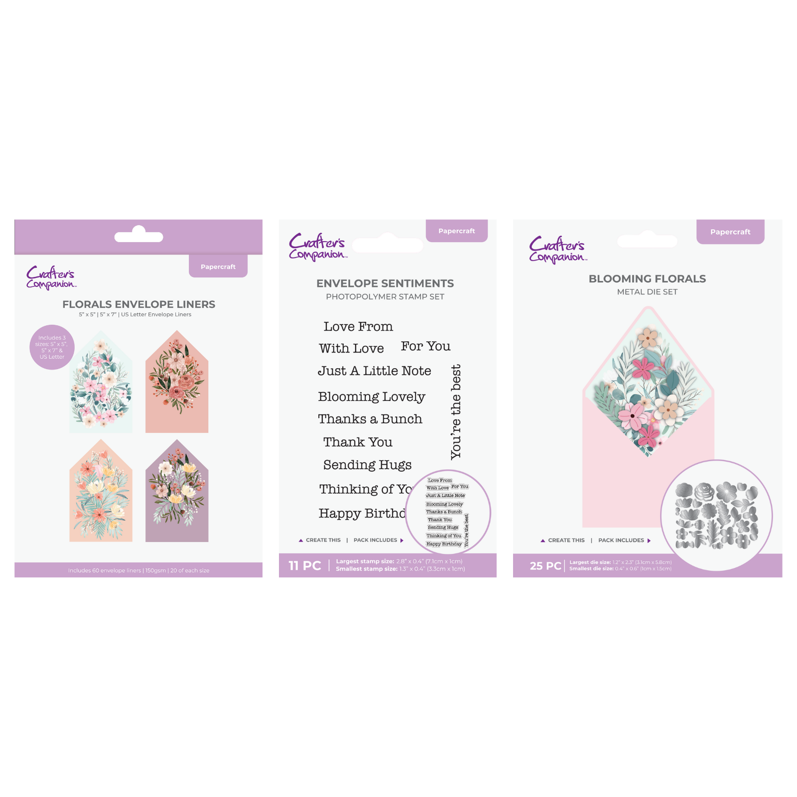 Crafter's Companion Floral Envelope Clear Stamps And Dies Bundle cc-fenv-bun-as1