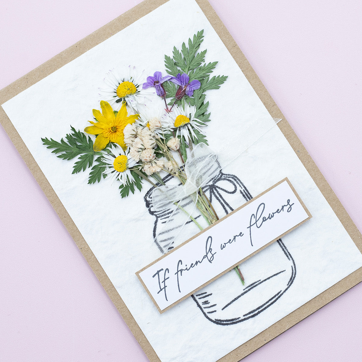 Crafter's Companion Flower Press 5 x 7 Handmade Paper Pack cc-hand-pap5x7 If Friends Were Flowers Card