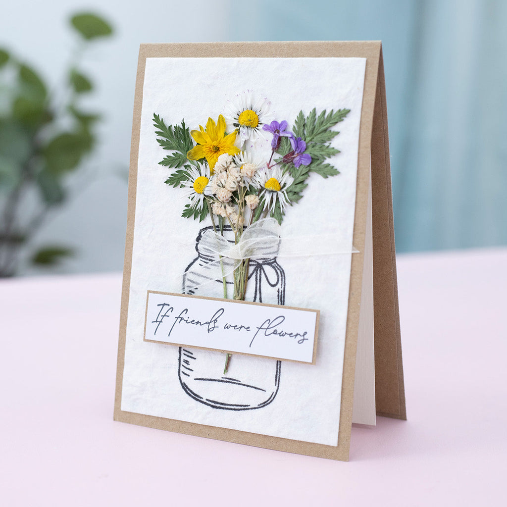Crafter's Companion Flower Press Jars Bottles And Vases Clear Stamps cc-stp-jbv Friendship Card