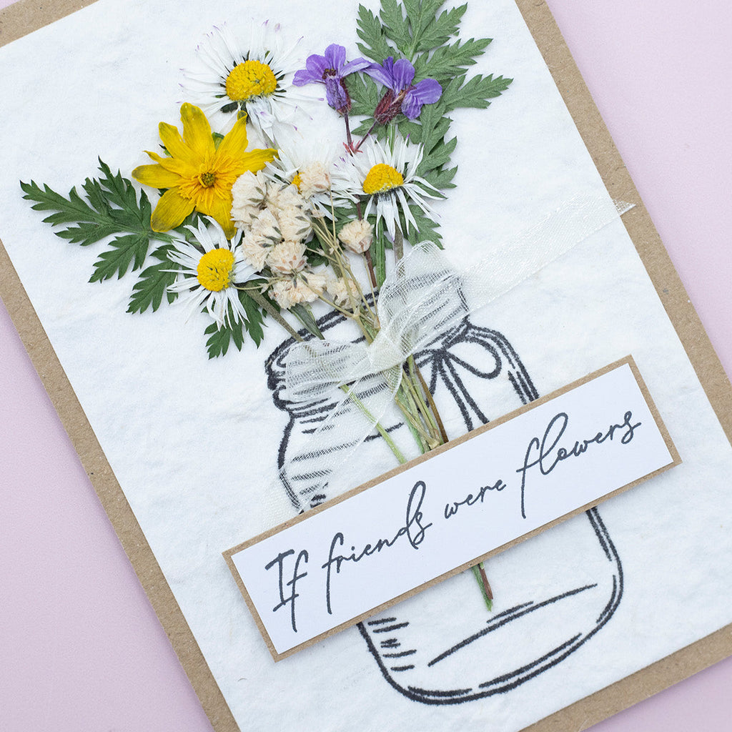 Crafter's Companion Flower Press Jars Bottles And Vases Clear Stamps cc-stp-jbv If Friends Were Flowers Card