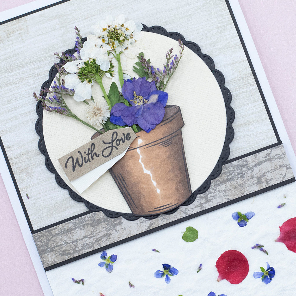 Crafter's Companion Flower Press Jars Bottles And Vases Clear Stamps cc-stp-jbv With Love Card