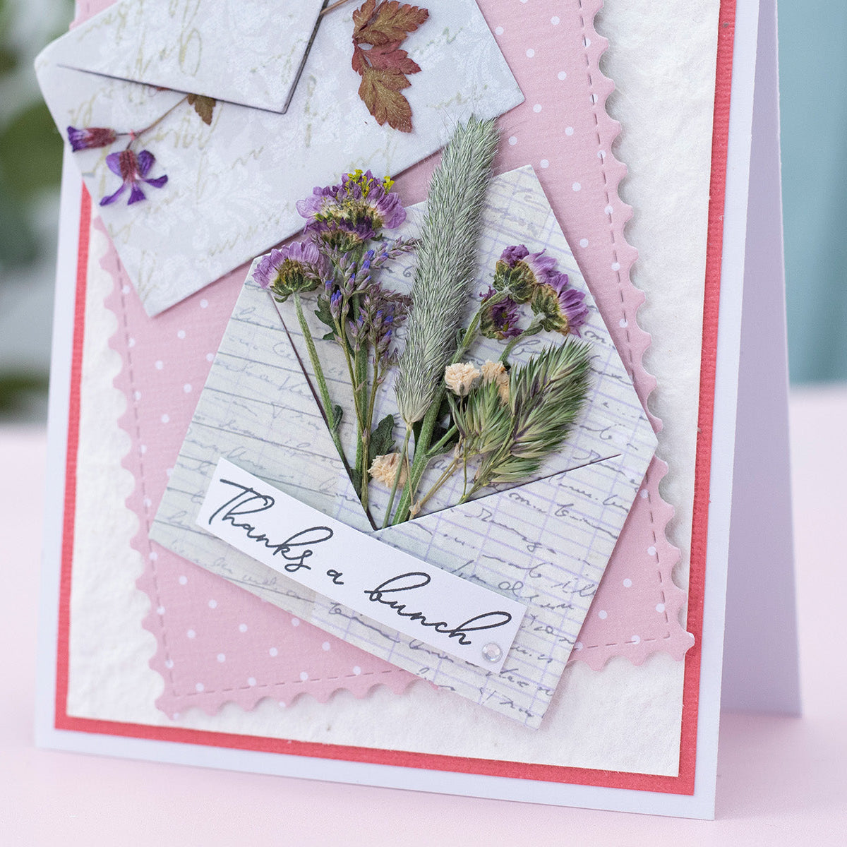 Crafter's Companion Flower Press Script Sentiments Clear Stamps cc-stp-scripsen Thanks A Bunch Card