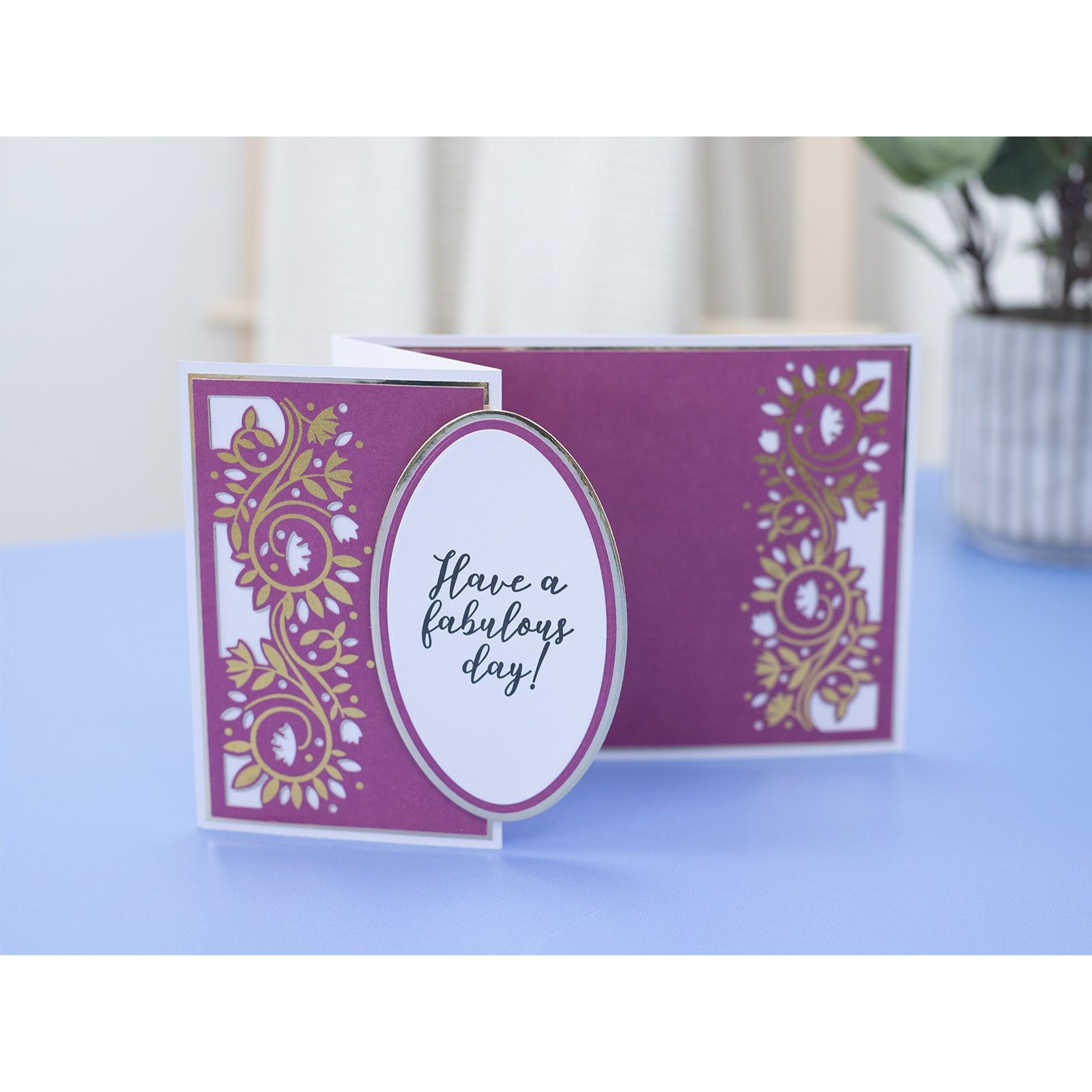 Crafter's Companion Foliage And Swirls Metal Die And Foil Rub Ons cc-foiltr6-md-fos Have A Fabulous Day Card