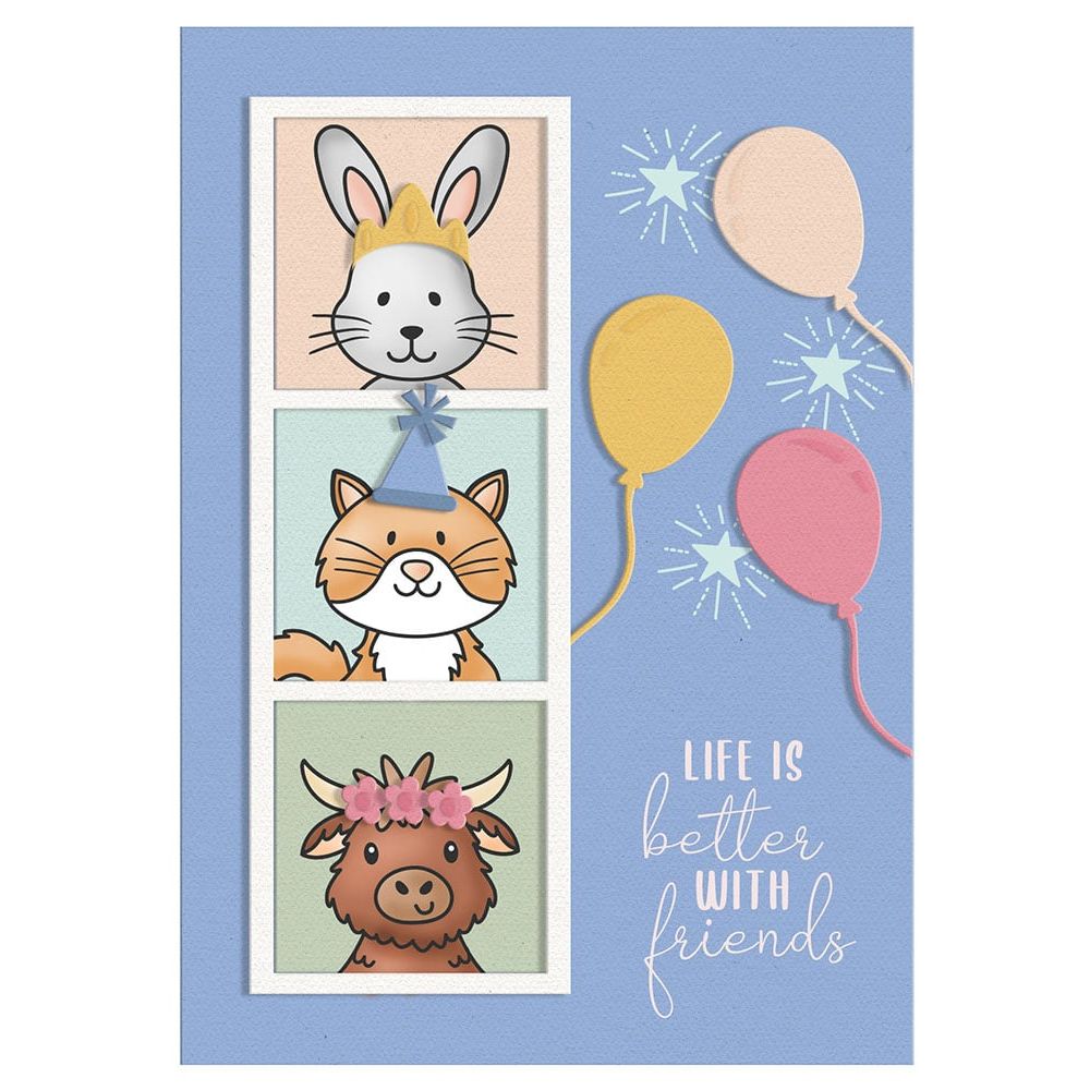 Crafter's Companion Furry Friends Clear Stamps And Dies cc-std-fur-fri Life Is Better With Friends Card