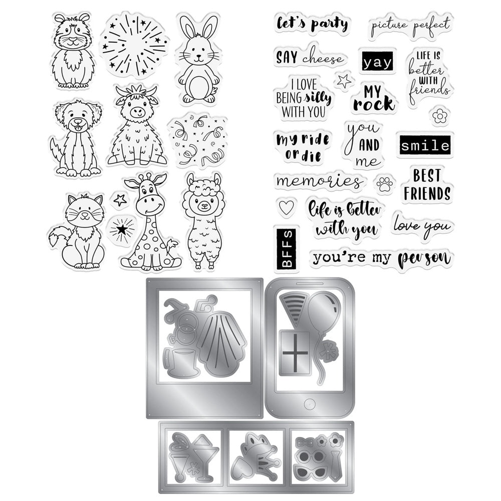 Crafter's Companion Furry Friends Clear Stamps And Dies cc-std-fur-fri Stamp Sets and Dies All Together
