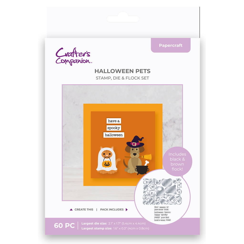 Crafter's Companion Halloween Pets Stamp Die And Flock Set cc-std-floc-hape