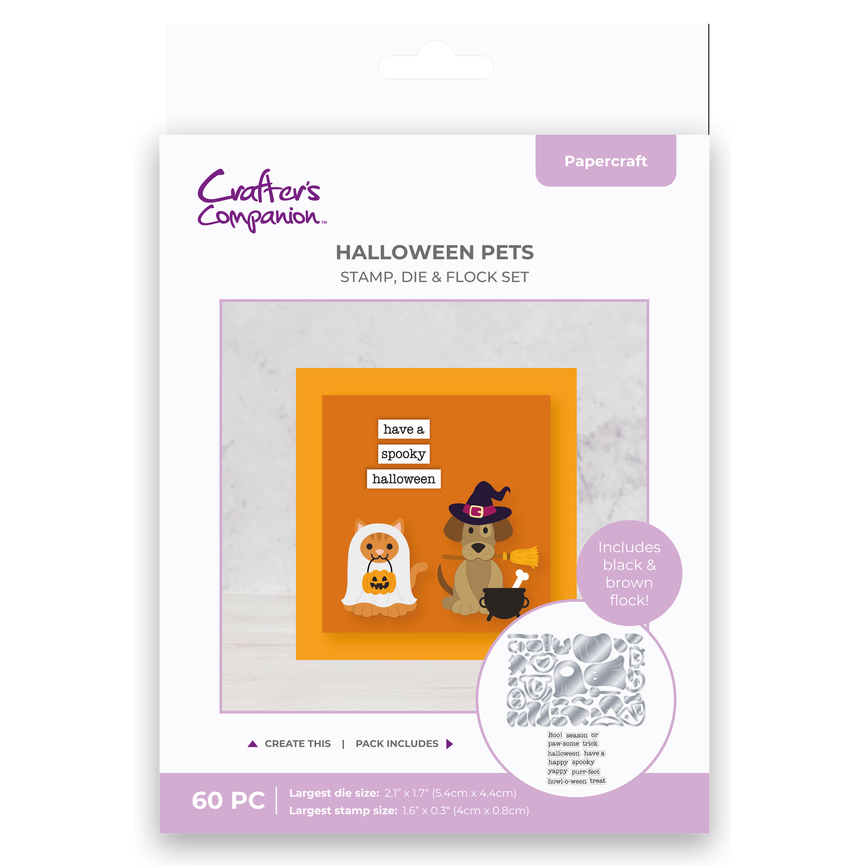 Crafter's Companion Halloween Pets Stamp Die And Flock Set cc-std-floc-hape