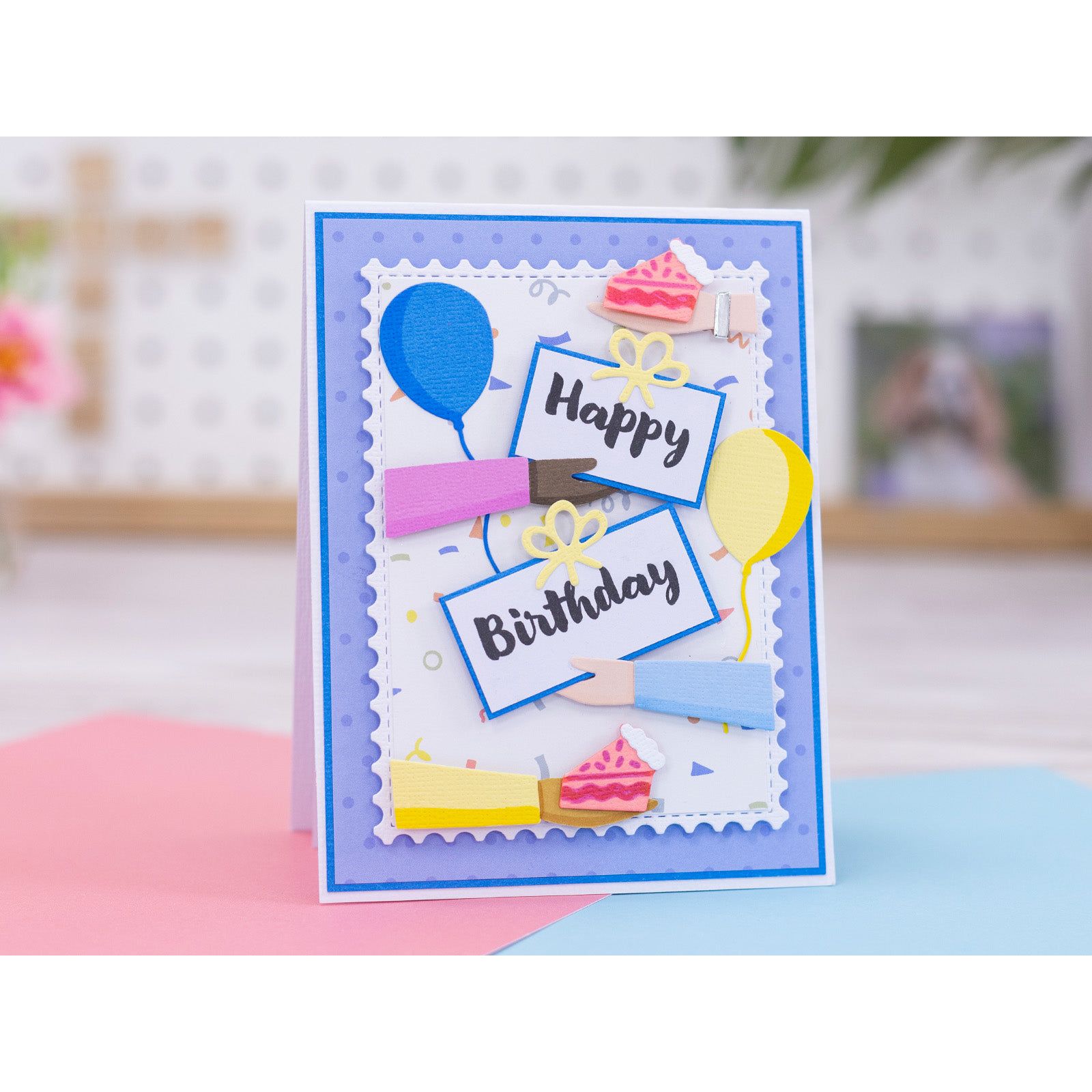 Crafter's Companion Hold That Thought Clear Stamps And Dies cc-std-hoth Happy Birthday Card