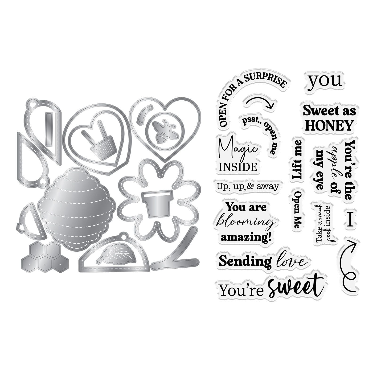 Crafter's Companion Honeycomb Message Reveal Dies And Stamps cc-std-hcomb-mr Product Image