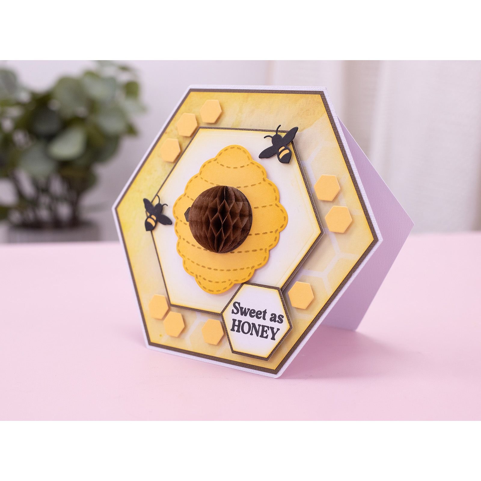 Crafter's Companion Honeycomb Message Reveal Dies And Stamps cc-std-hcomb-mr Sweet As Honey Card