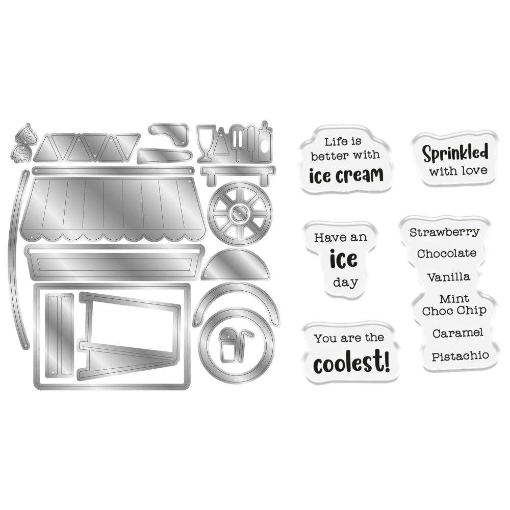 Crafter's Companion Ice Cream Cart Clear Stamps And Dies cc-ls-std-icrc Detailed Product Image