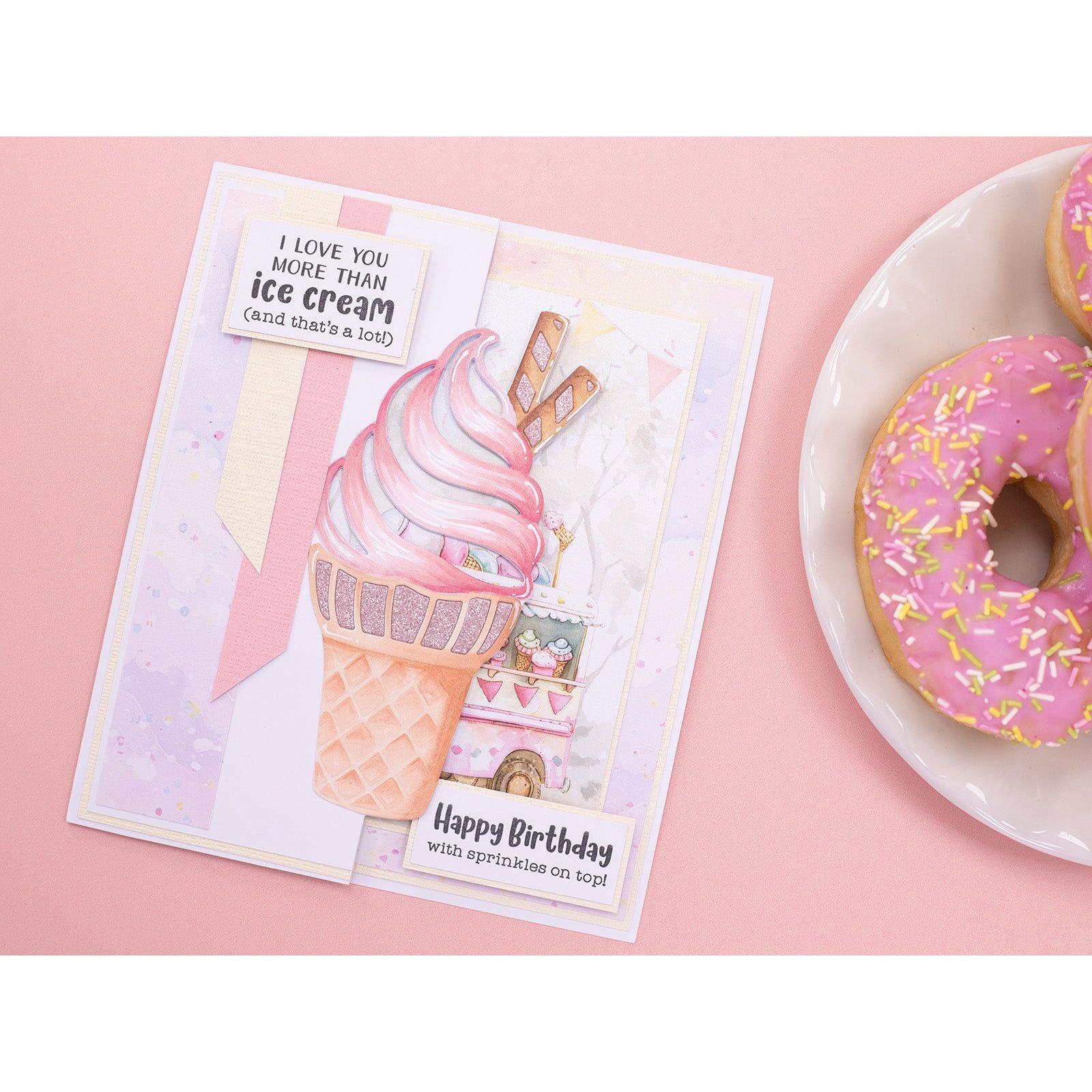 Crafter's Companion Ice Cream Cone Dies cc-ls-md-edg-icco Happy Birthday Card