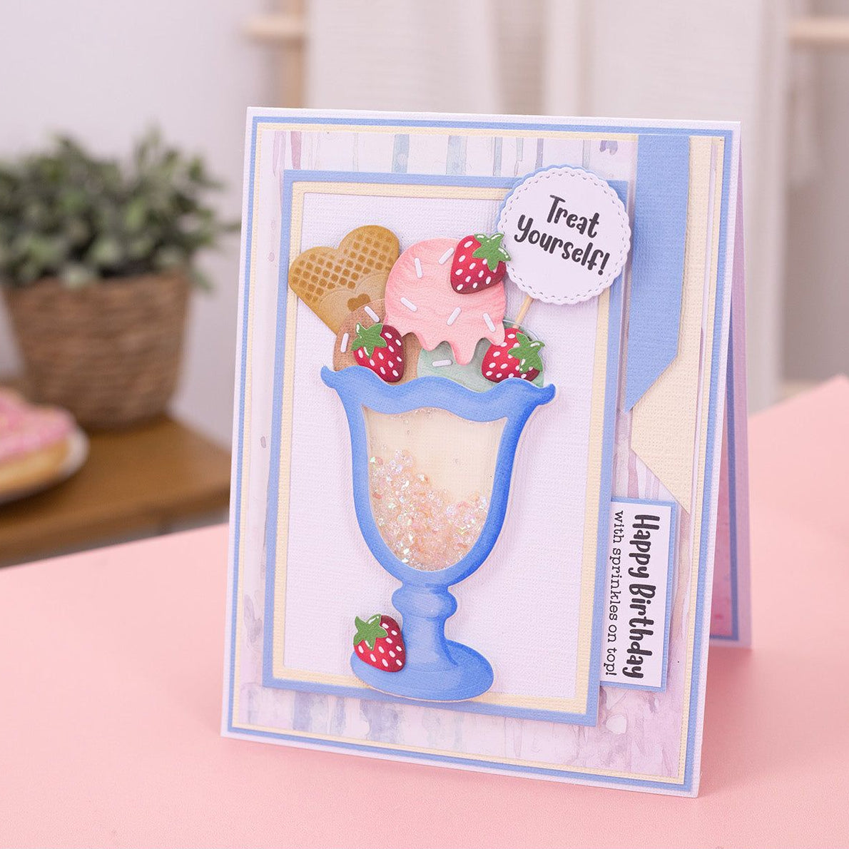 Crafter's Companion Ice Cream Sundae Dies cc-ls-md-icsu Happy Birthday Card