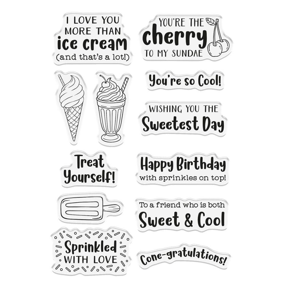 Crafter's Companion Ice Cream Themed Sentiment Clear Stamps cc-ls-stp-tswd