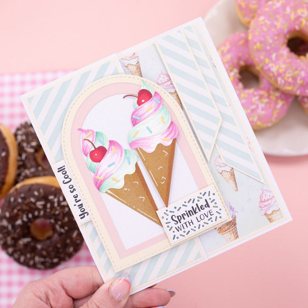 Crafter's Companion Ice Cream Themed Sentiment Clear Stamps cc-ls-stp-tswd Sprinkled WIth Love Card