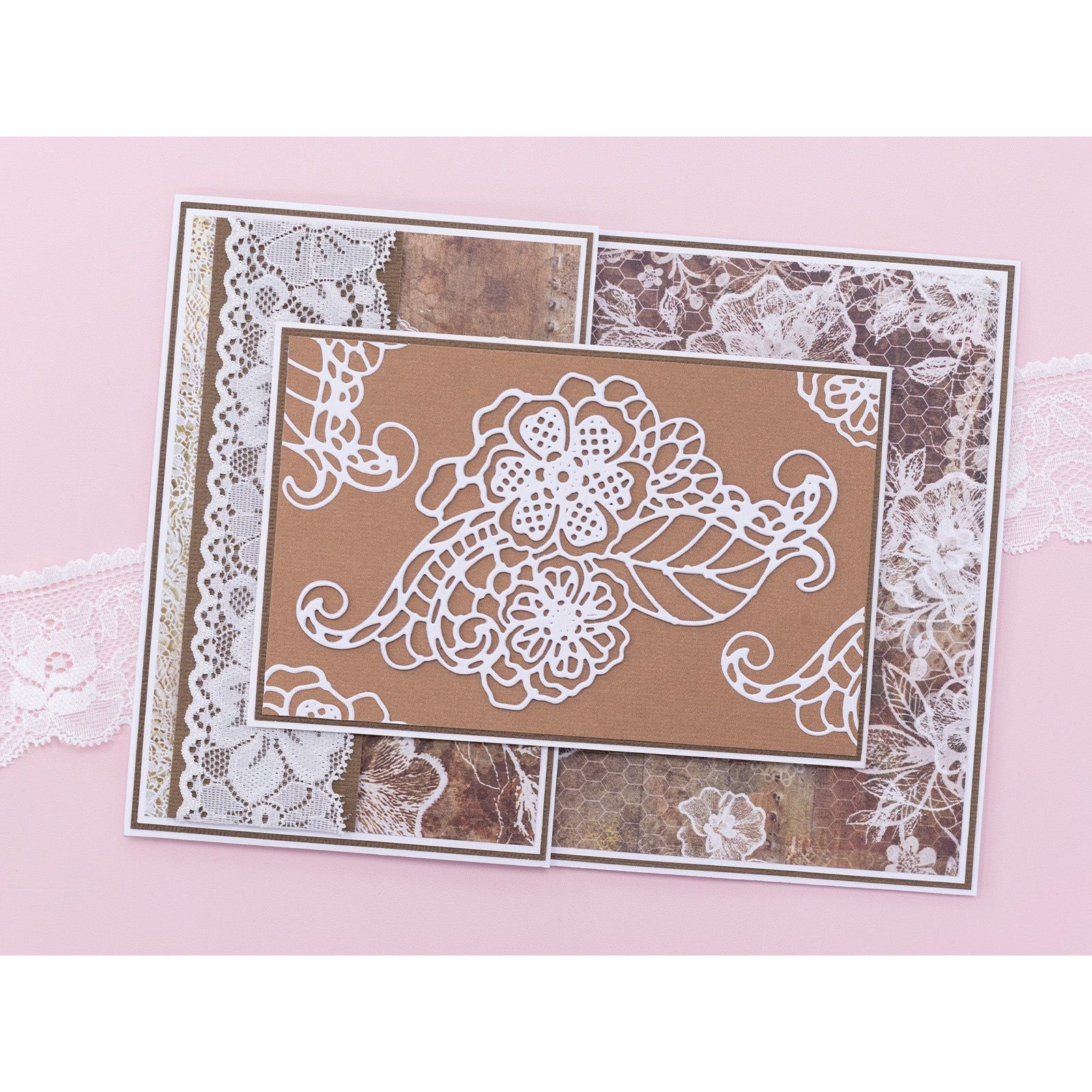 Crafter's Companion Lace Embellishment Die ss-al-md-laemb Floral Card
