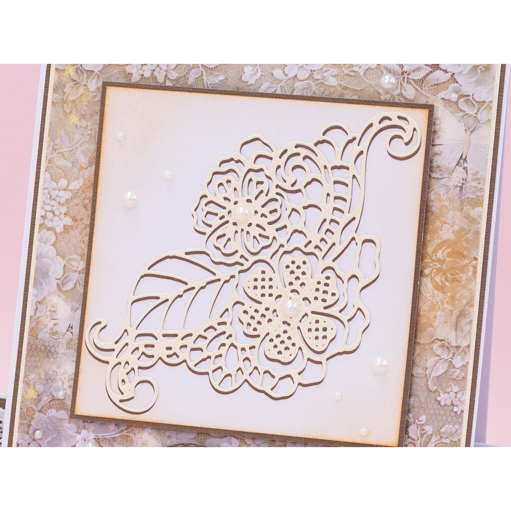 Crafter's Companion Lace Embellishment Die ss-al-md-laemb Intricate Floral Card