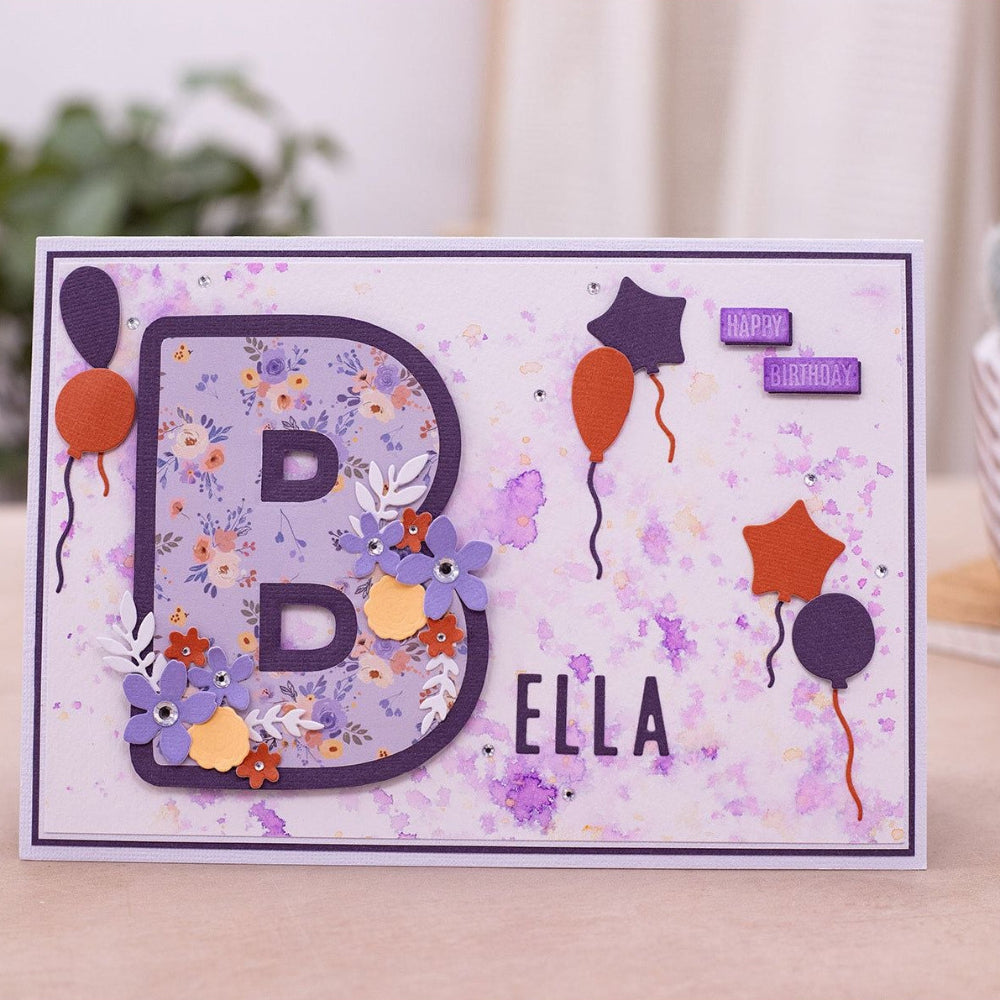 Crafter's Companion Large Alphabet Stencil And Metal Die Set cc-sten-md-laral Happy Birthday Card