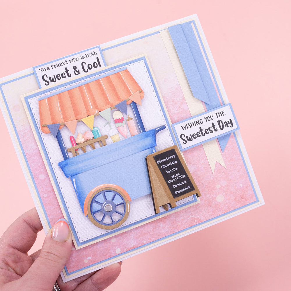 Crafter's Companion Life Is Sweet 12 x 12 Paper Pad cc-ls-pad12 Sweet And Cool Ice Cream Cart Card