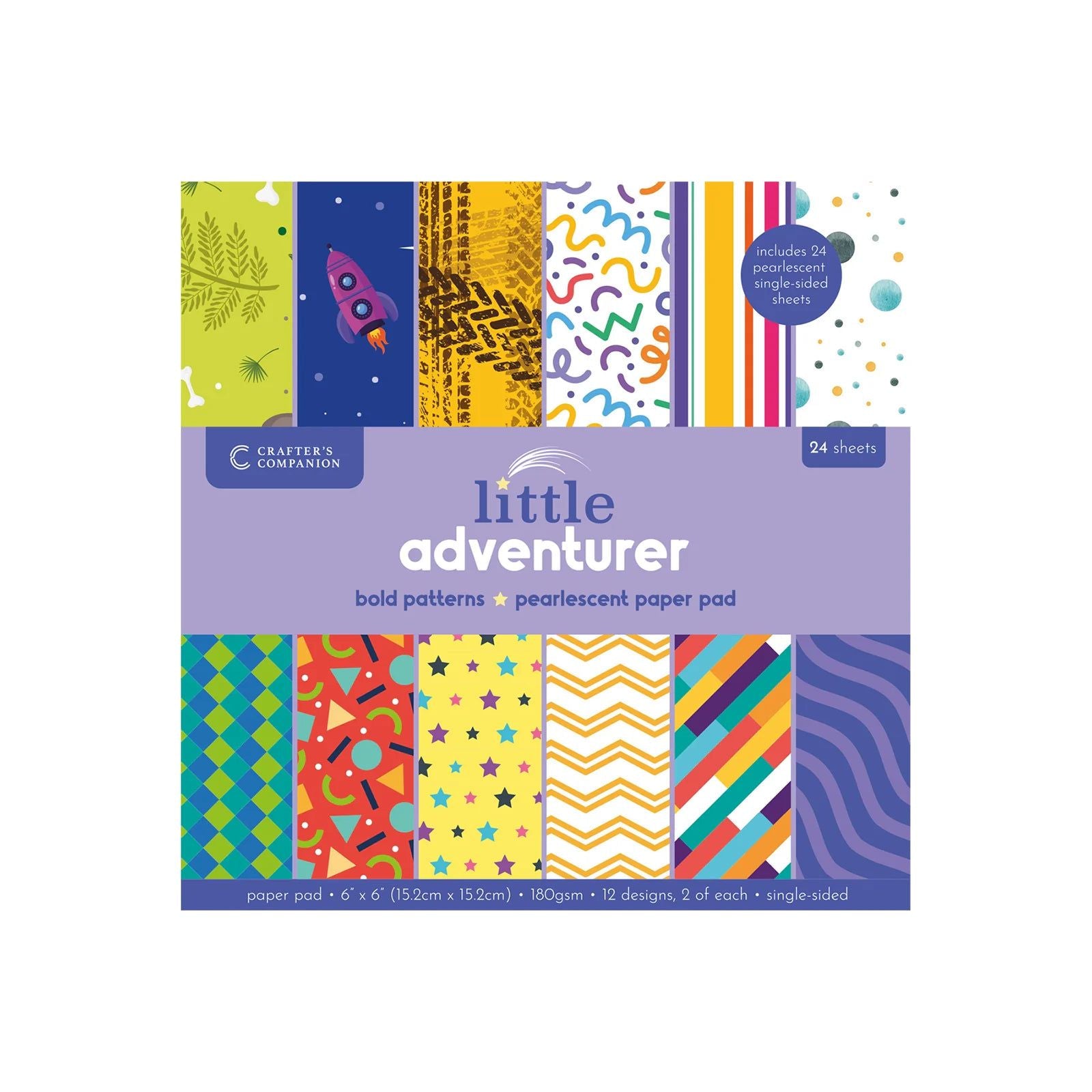 Crafter’s Companion Little Adventurer Bold Patterns 6 x 6 Paper Pad cc-pad6-bopa
