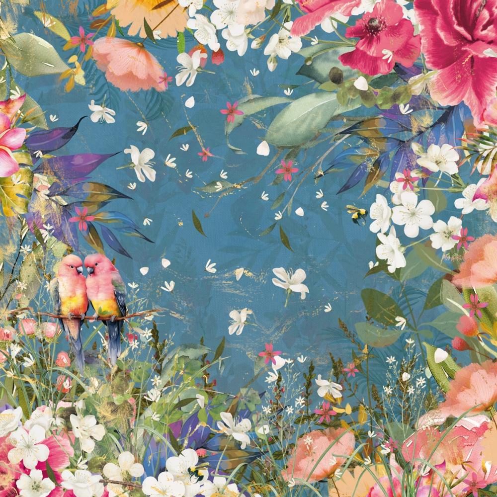 Crafter's Companion Lovebirds 6 x 6 Paper Pad cc-lb-pad6 Wildflower bouquet print