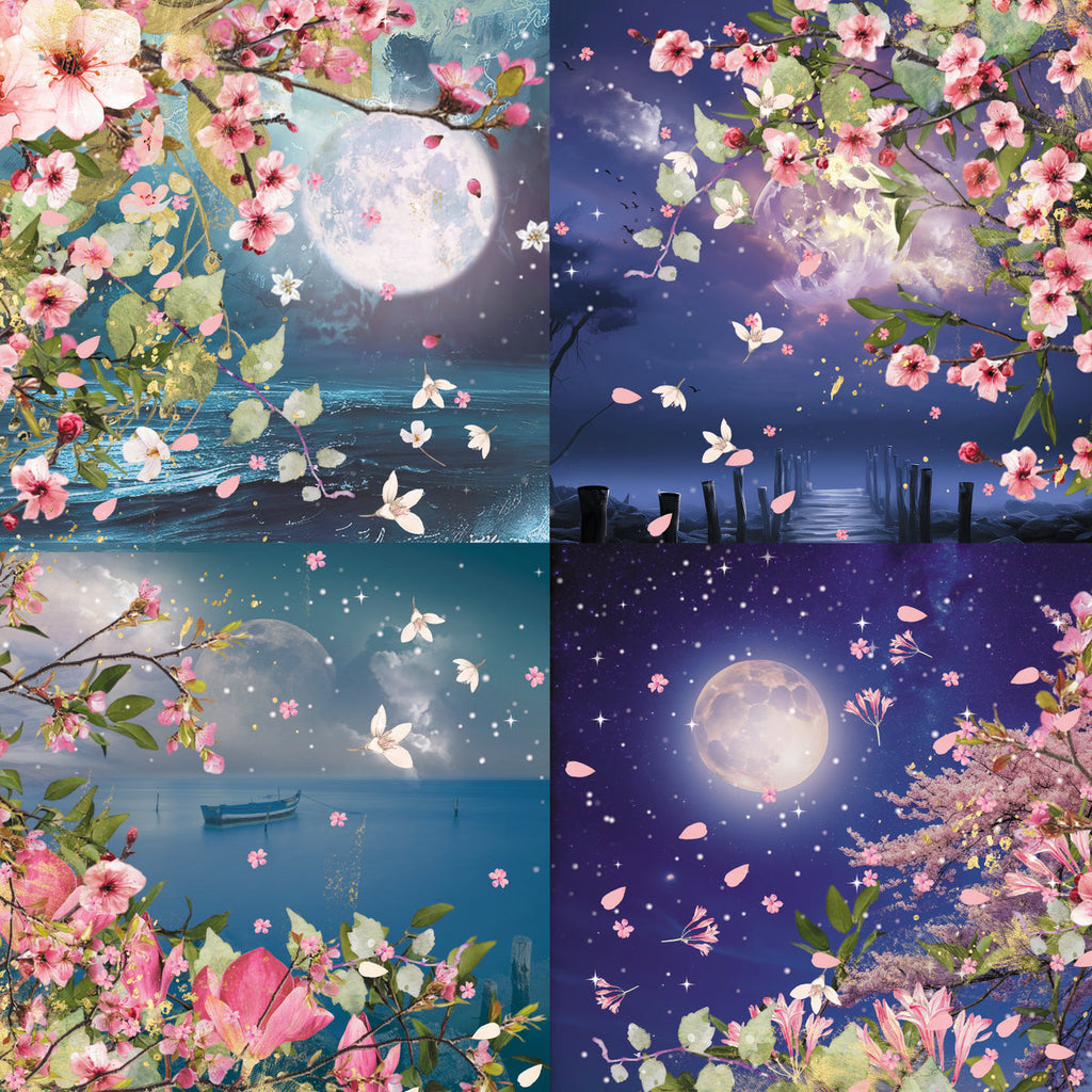 Crafter's Companion Lunar Blooms 12 x 12 Pearl Paper Pad ng-lb-pad12 Lunar Mist