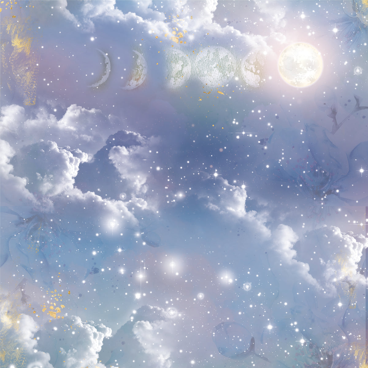 Crafter's Companion Lunar Blooms 12 x 12 Pearl Paper Pad ng-lb-pad12 Moon Phases