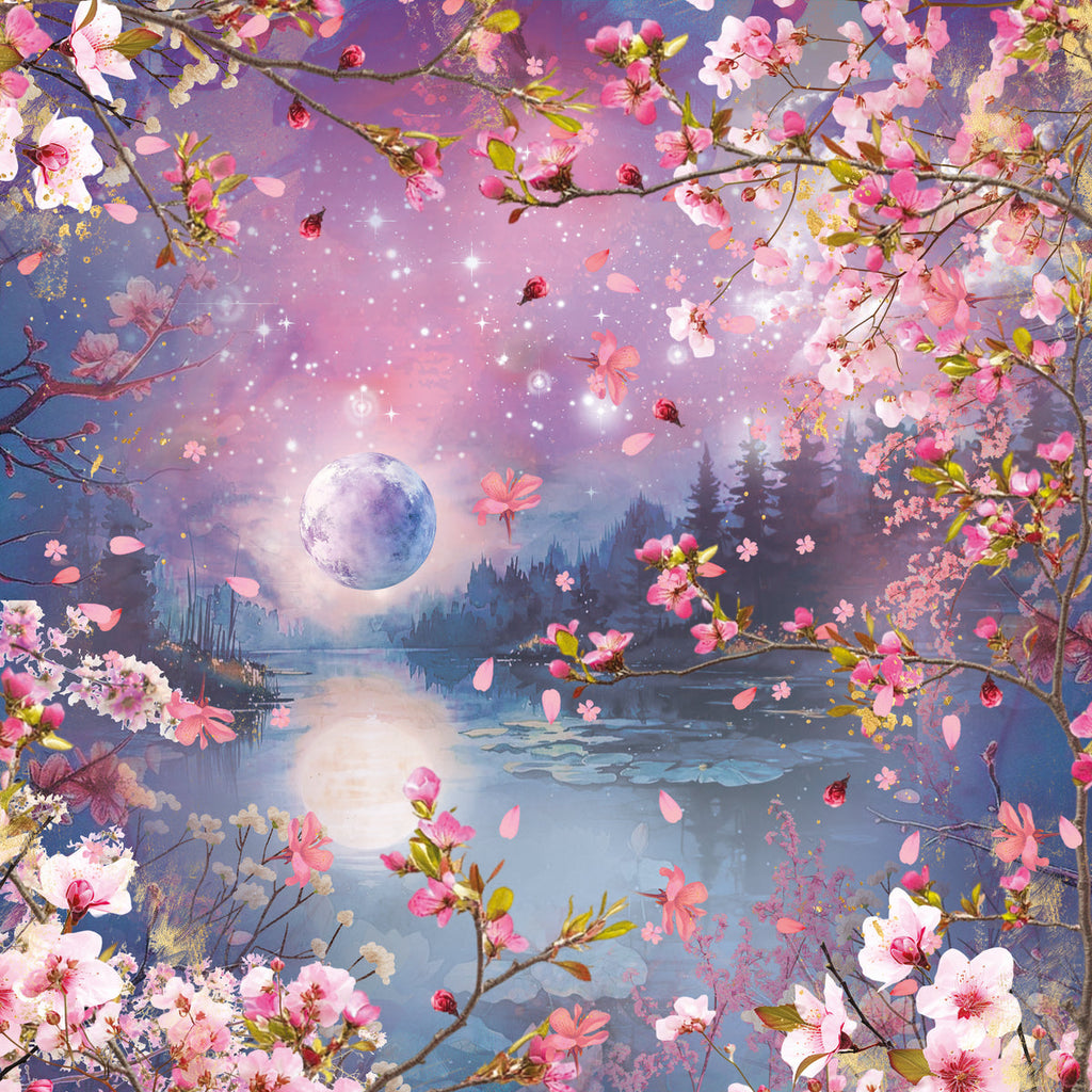Crafter's Companion Lunar Blooms 12 x 12 Pearl Paper Pad ng-lb-pad12 Peaceful Lake