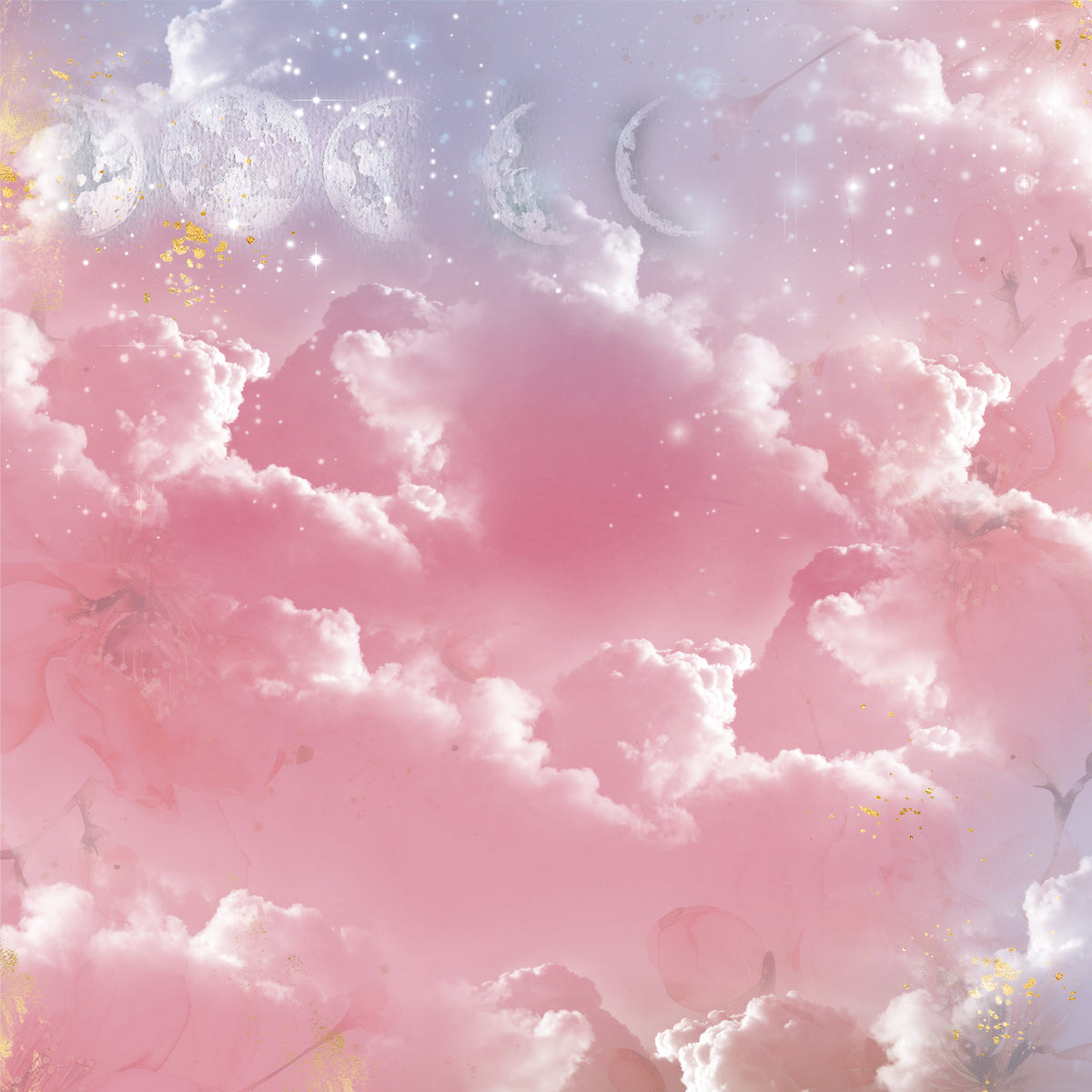 Crafter's Companion Lunar Blooms 12 x 12 Pearl Paper Pad ng-lb-pad12 Pink Clouds