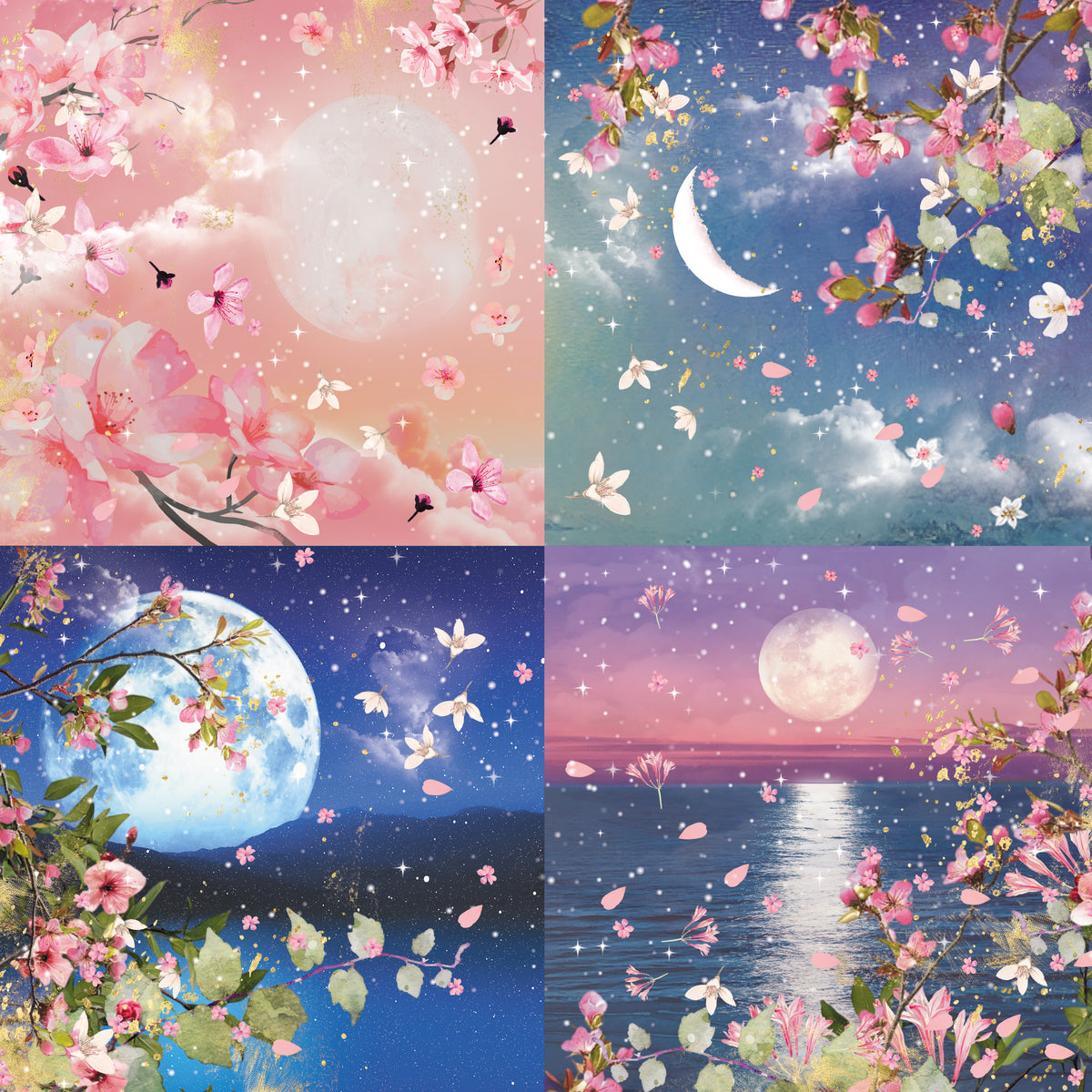 Crafter's Companion Lunar Blooms 12 x 12 Pearl Paper Pad ng-lb-pad12 Sky Watch