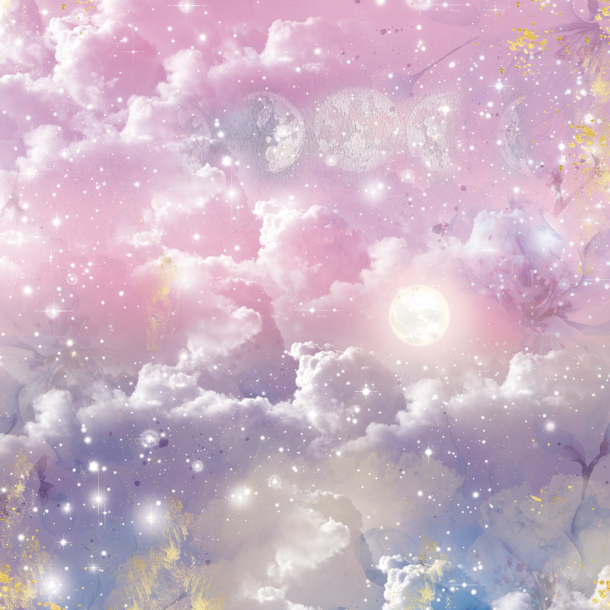 Crafter's Companion Lunar Blooms 12 x 12 Pearl Paper Pad ng-lb-pad12 Star Night