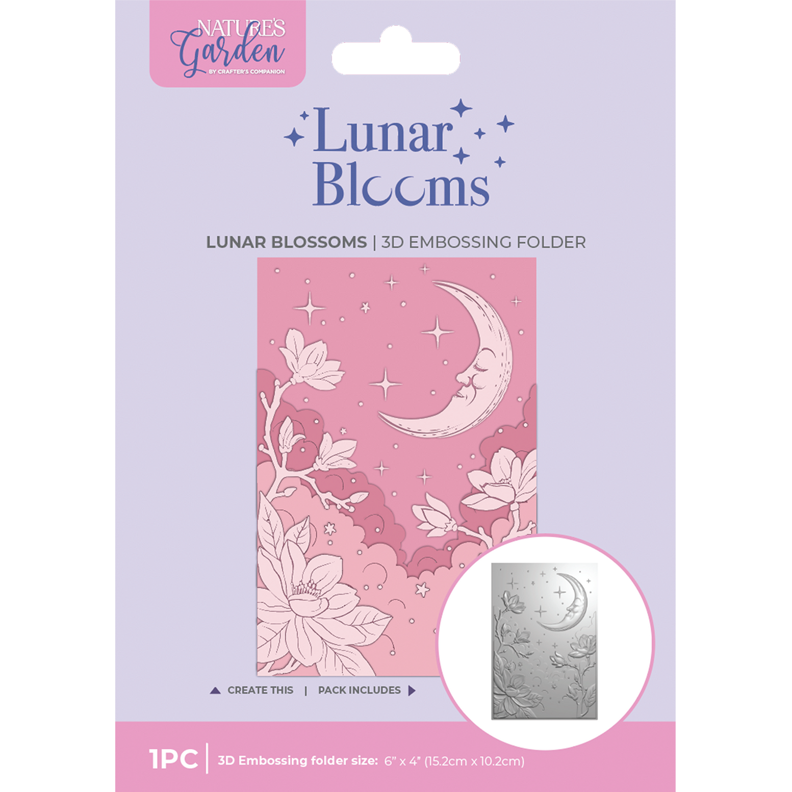 Crafter's Companion Lunar Blossoms 3D Embossing Folder ng-lb-3d-ef4-lblo