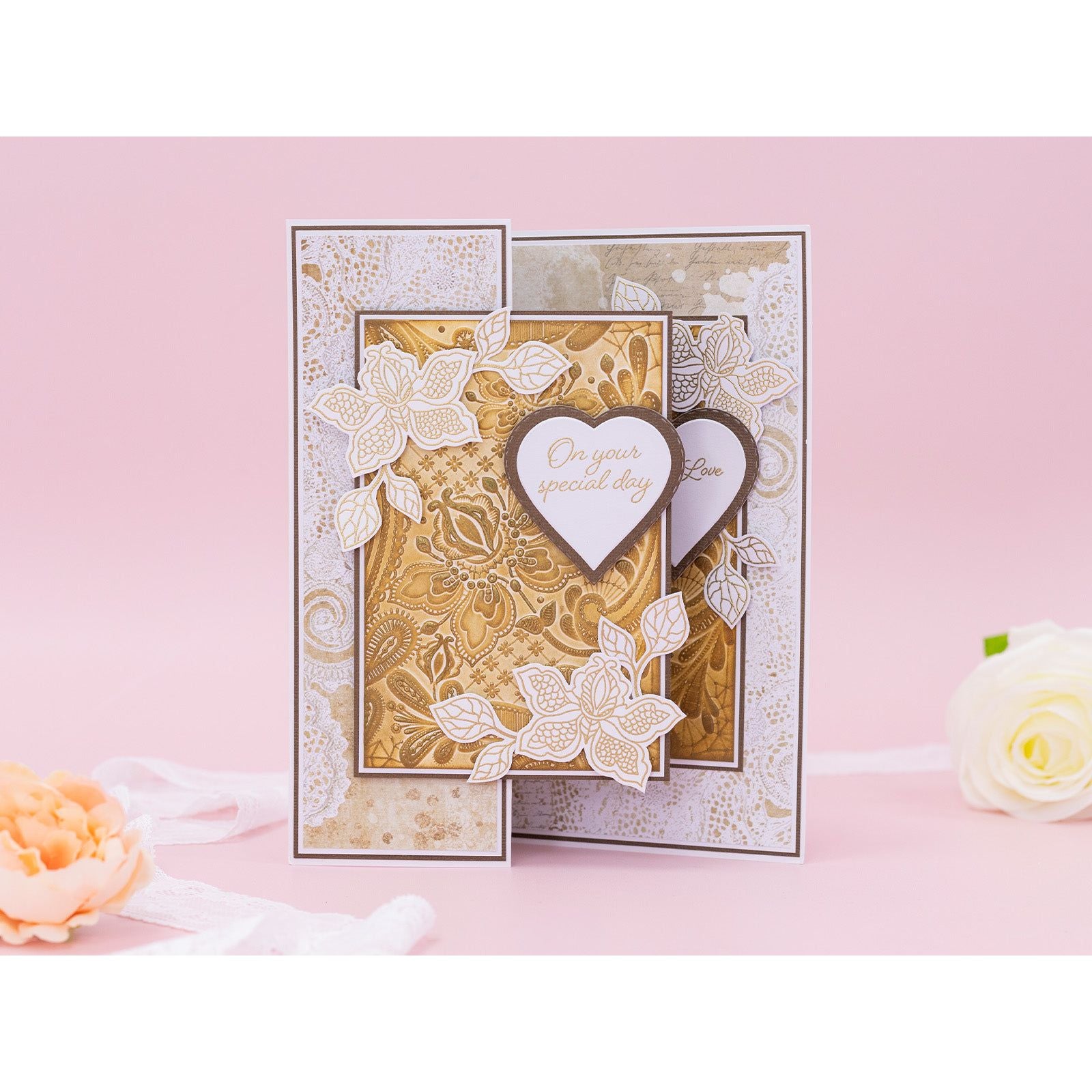 Crafter's Companion Luxurious Lace Die ss-al-3d-ef4-luxlap Wedding Day Card