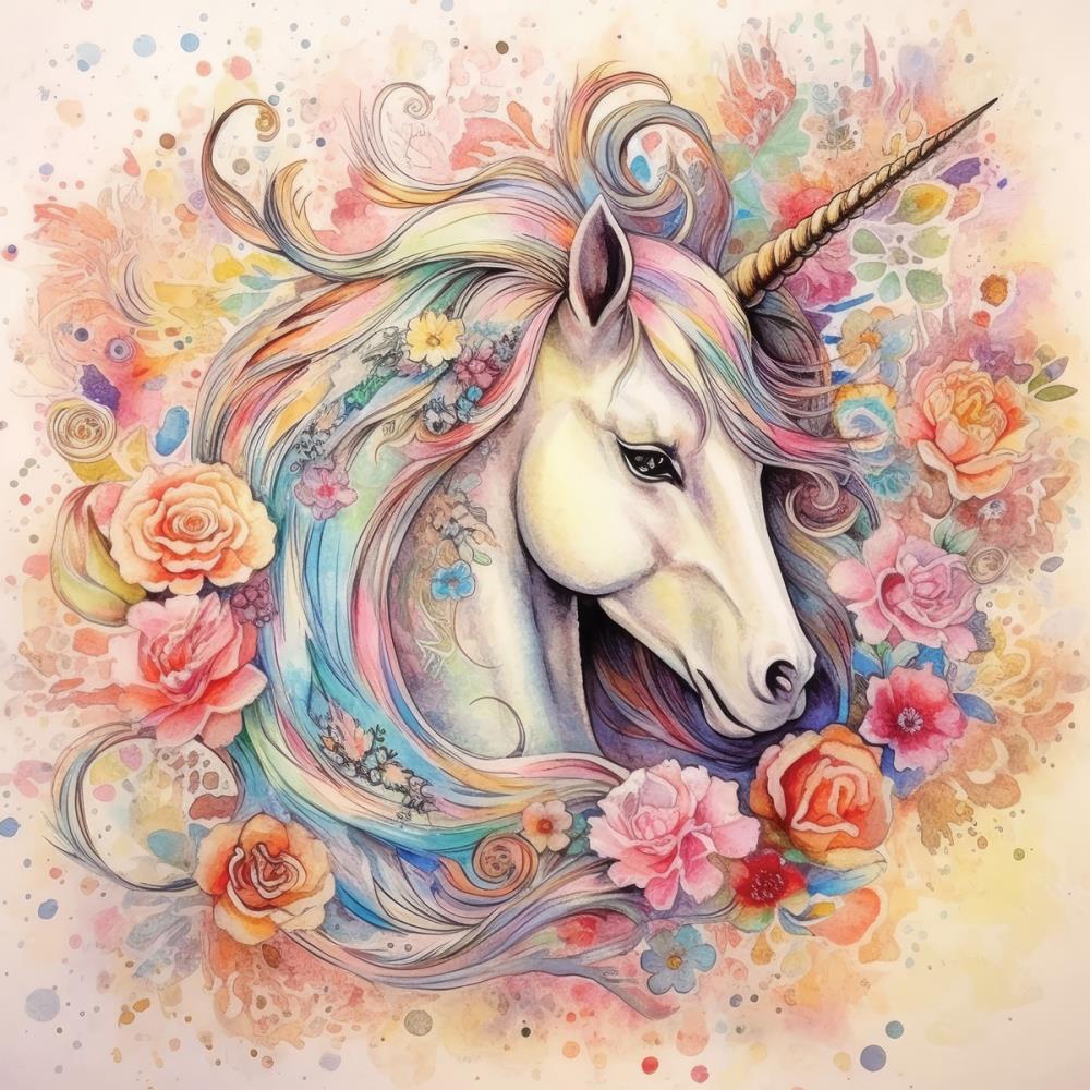 Crafter's Companion Majestic Unicorn 6 x 6 Paper Pad mu-pad6 Unicorn Portrait With Flowers