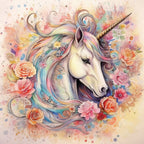 Crafter's Companion Majestic Unicorn 6 x 6 Paper Pad mu-pad6 Unicorn Portrait With Flowers