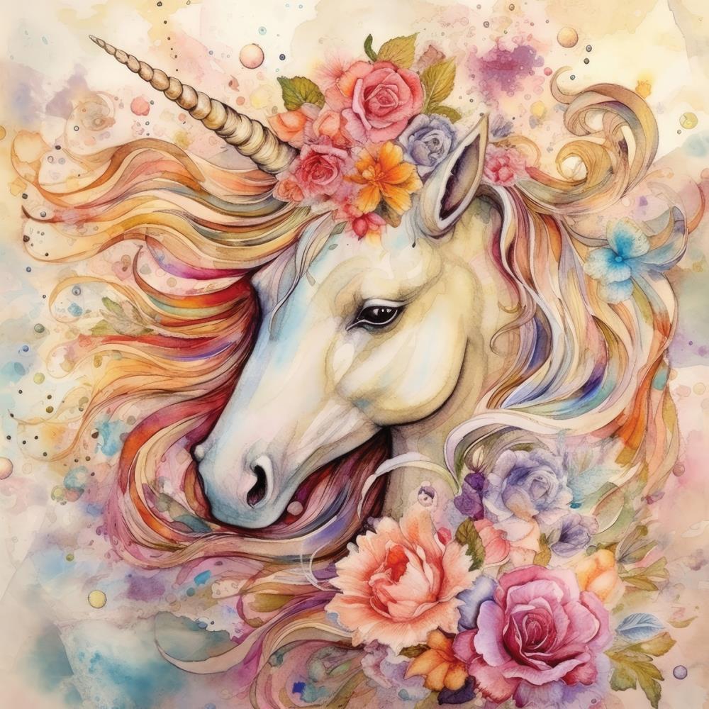 Crafter's Companion Majestic Unicorn 6 x 6 Paper Pad mu-pad6 Unicorn Surrounded By Blooms