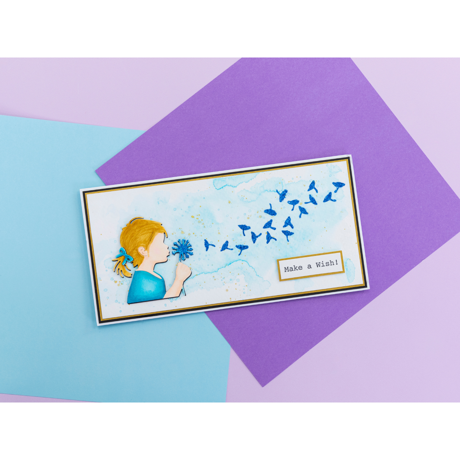 Crafter's Companion Make A Wish Stamps Dies And Stencils Set cc-md-sten-mawi Dandelion Card