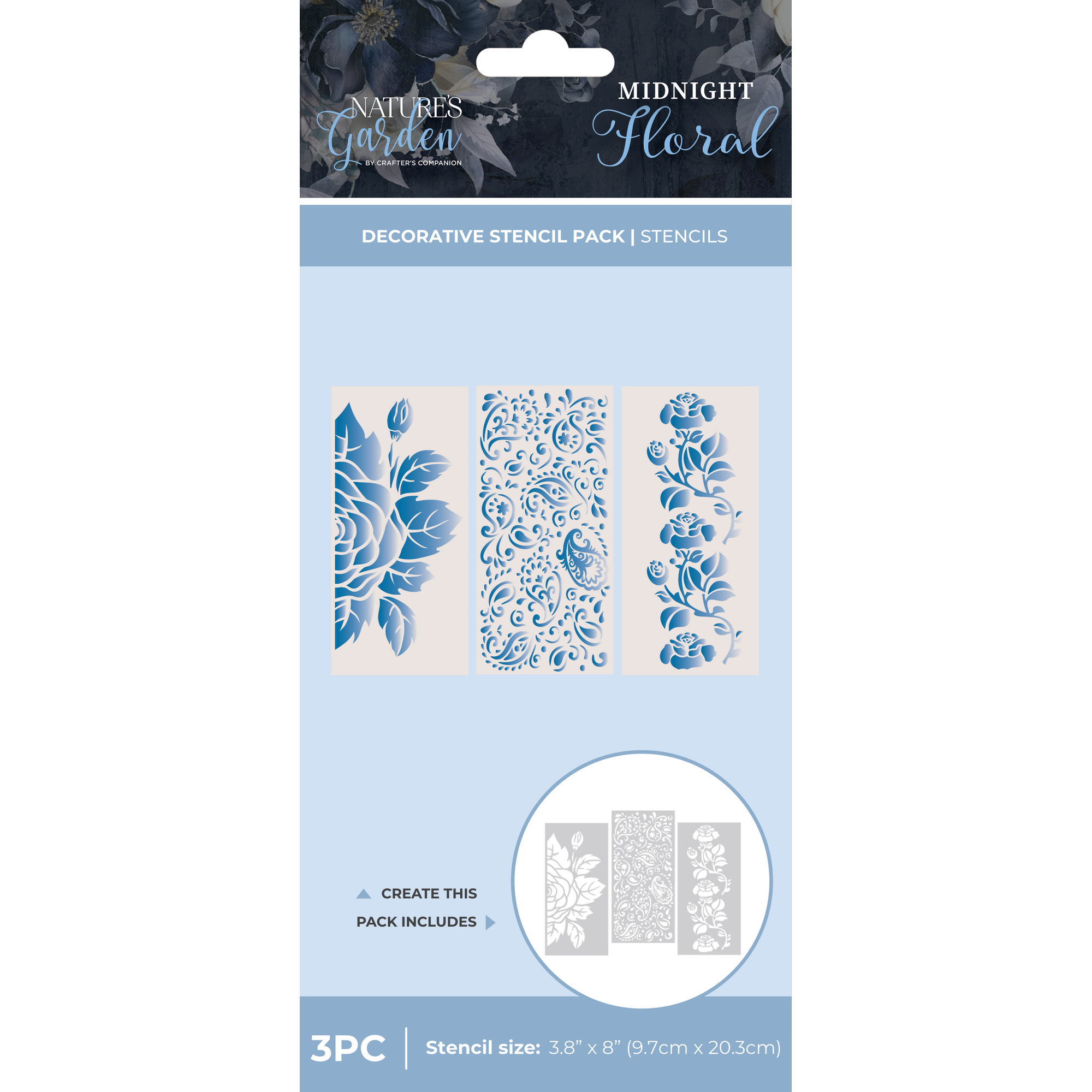 Crafter's Companion Midnight Floral Decorative Stencil Pack ng-mf-sten-dec
