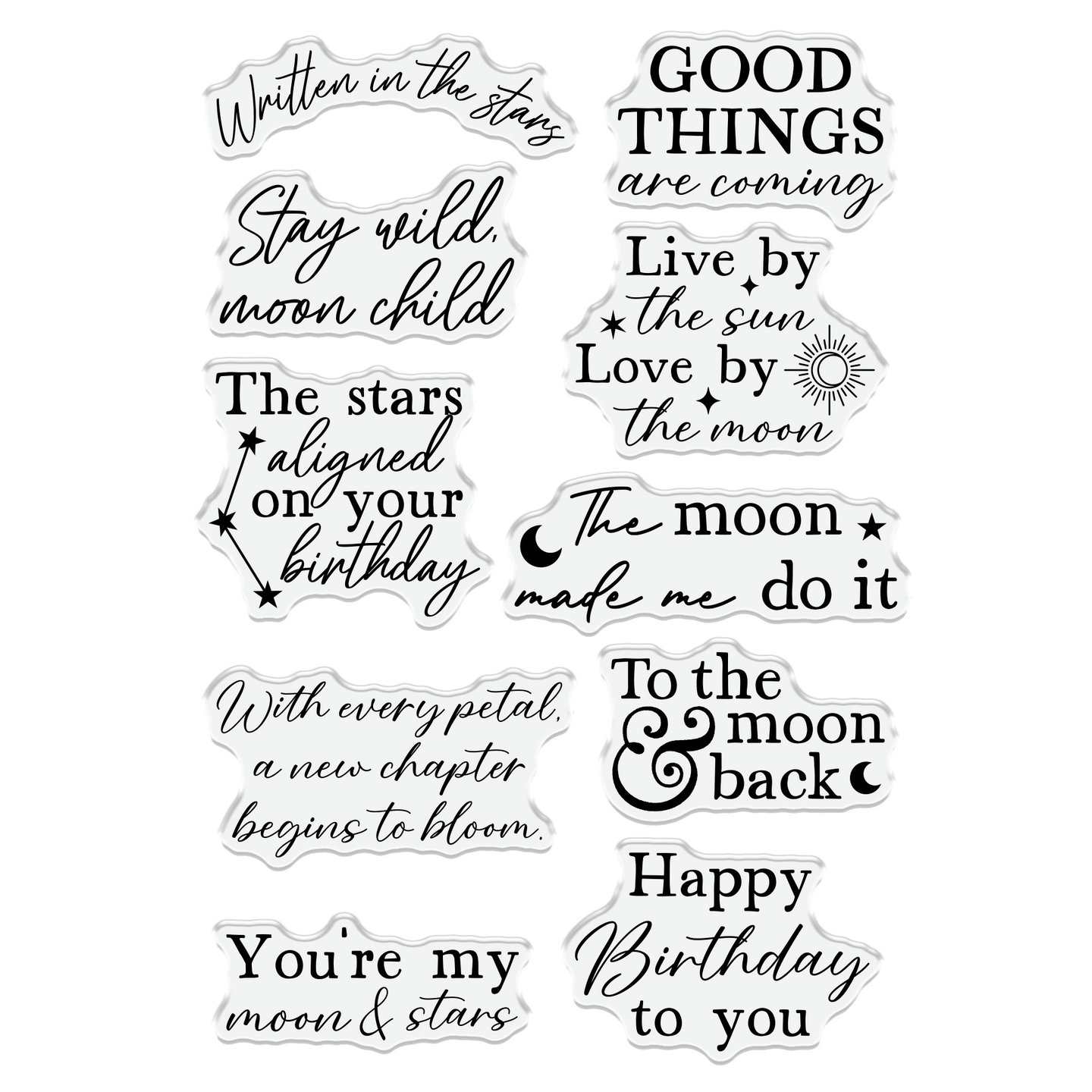 Crafter's Companion Moonlit Messages Clear Stamps ng-lb-ca-st-molit Space Sentiments